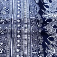 复古波西米亚蓝印花面料仿蜡染